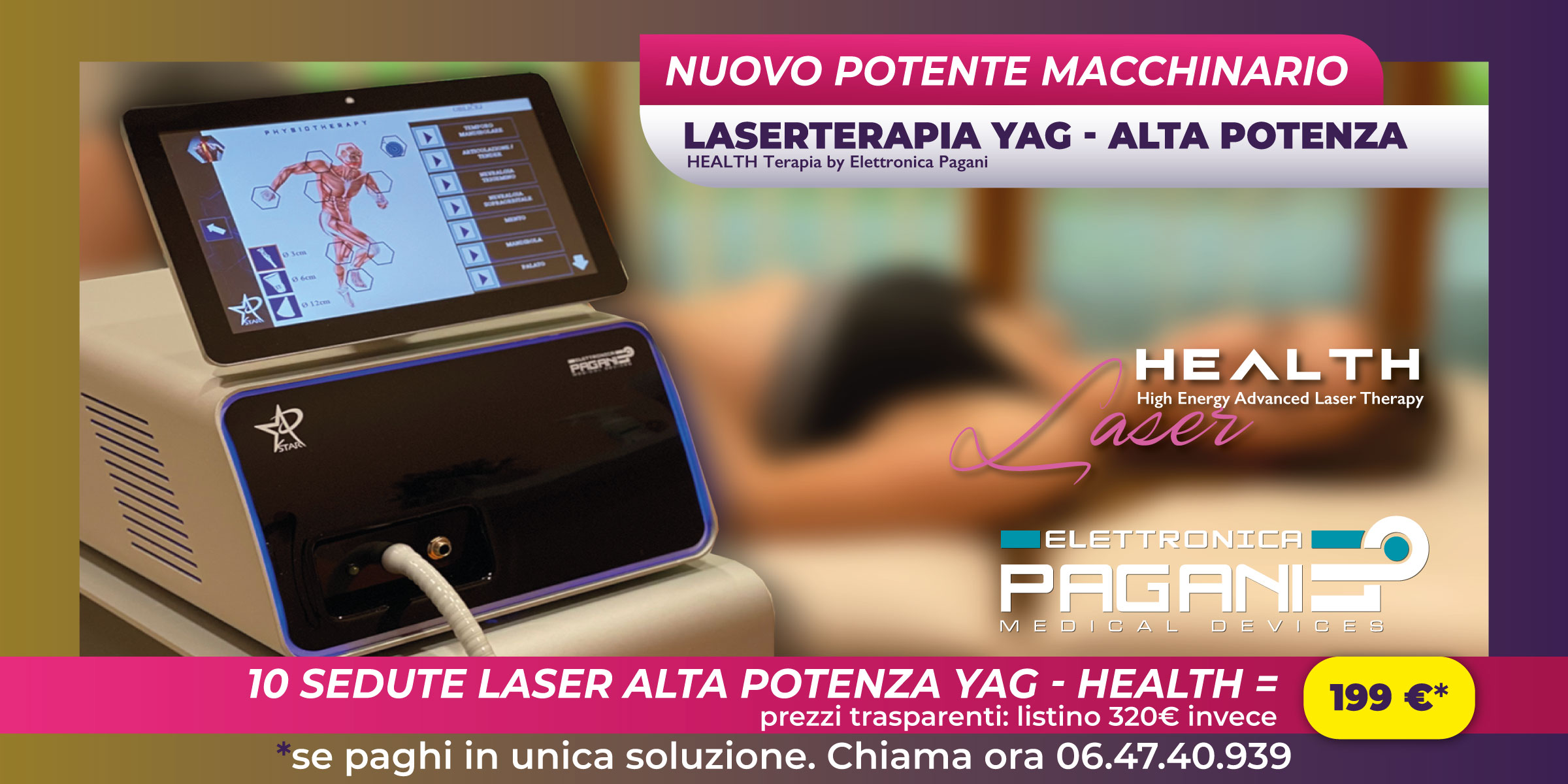 Il centro fisioterapico Studio Medico Lazio ai Parioli ti offre una promo imperdibile: 10 sedute di Laser YAG ad alta potenza a 199 €!