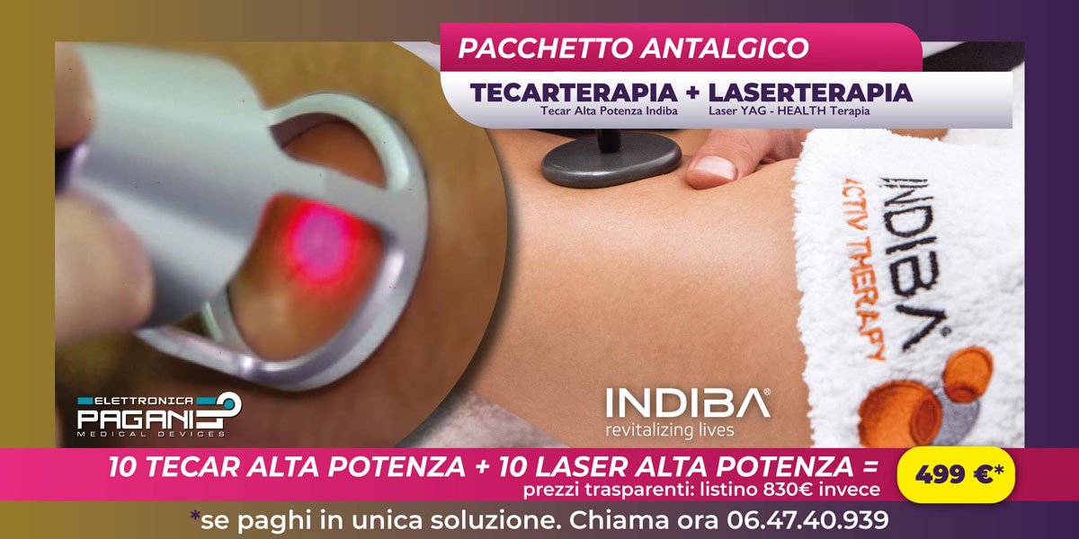 Pacchetto Antalgico a Studio Medico Lazio: 10 sedute di tecar indiba activ ad alta potenza + 10 sedute di laser terapia yag ad alta potenza in offerta a 499 euro