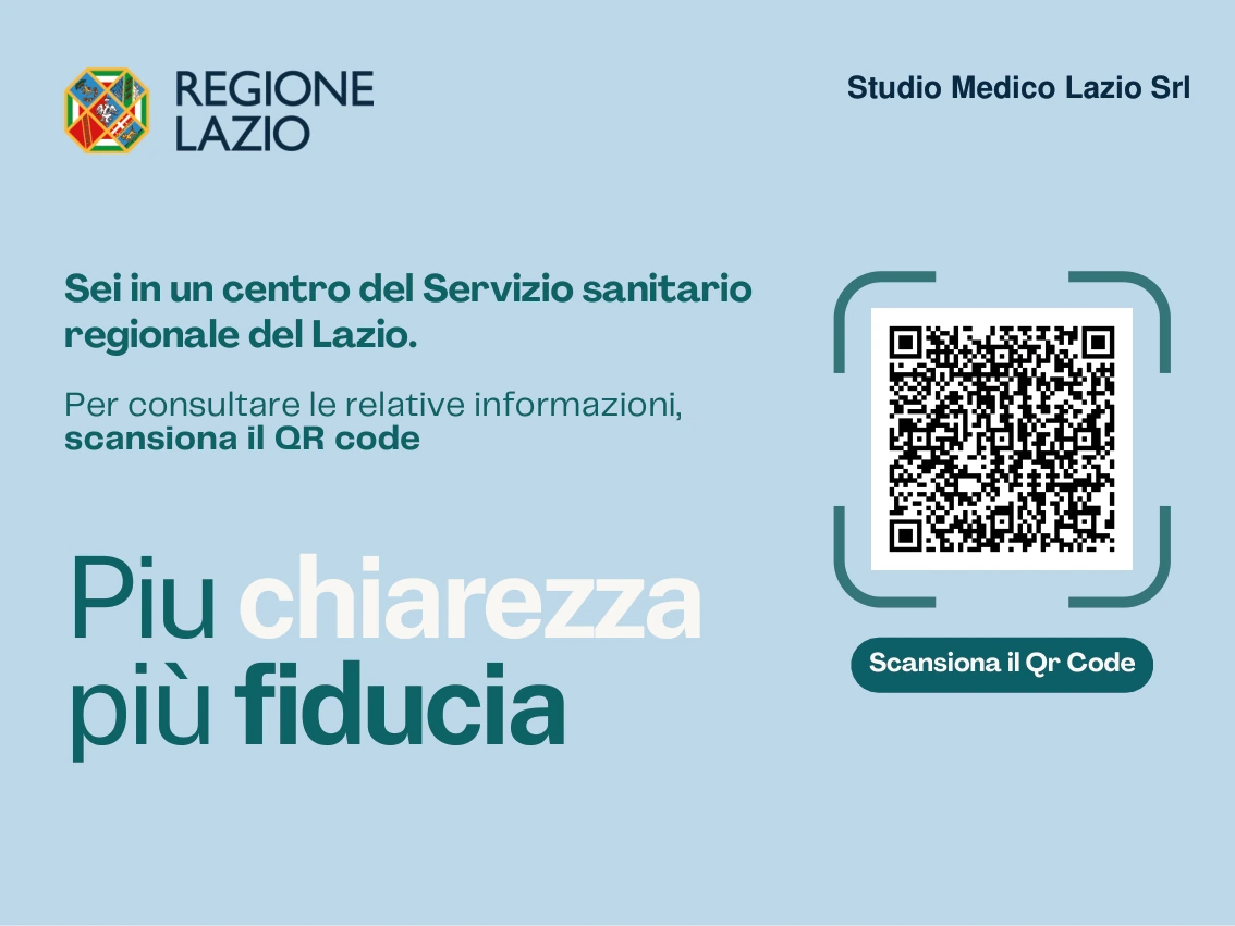 Più chiarezza, più fiducia — informazioni sullo status di centro del Servizio sanitario regionale del Lazio. Scansiona il QR code.